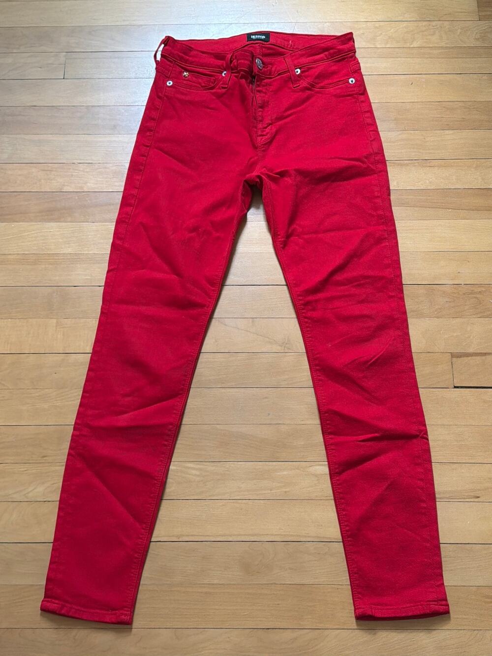 Hudson Nico Super Skinny Mid-Rise Jeans in Red - Size 29